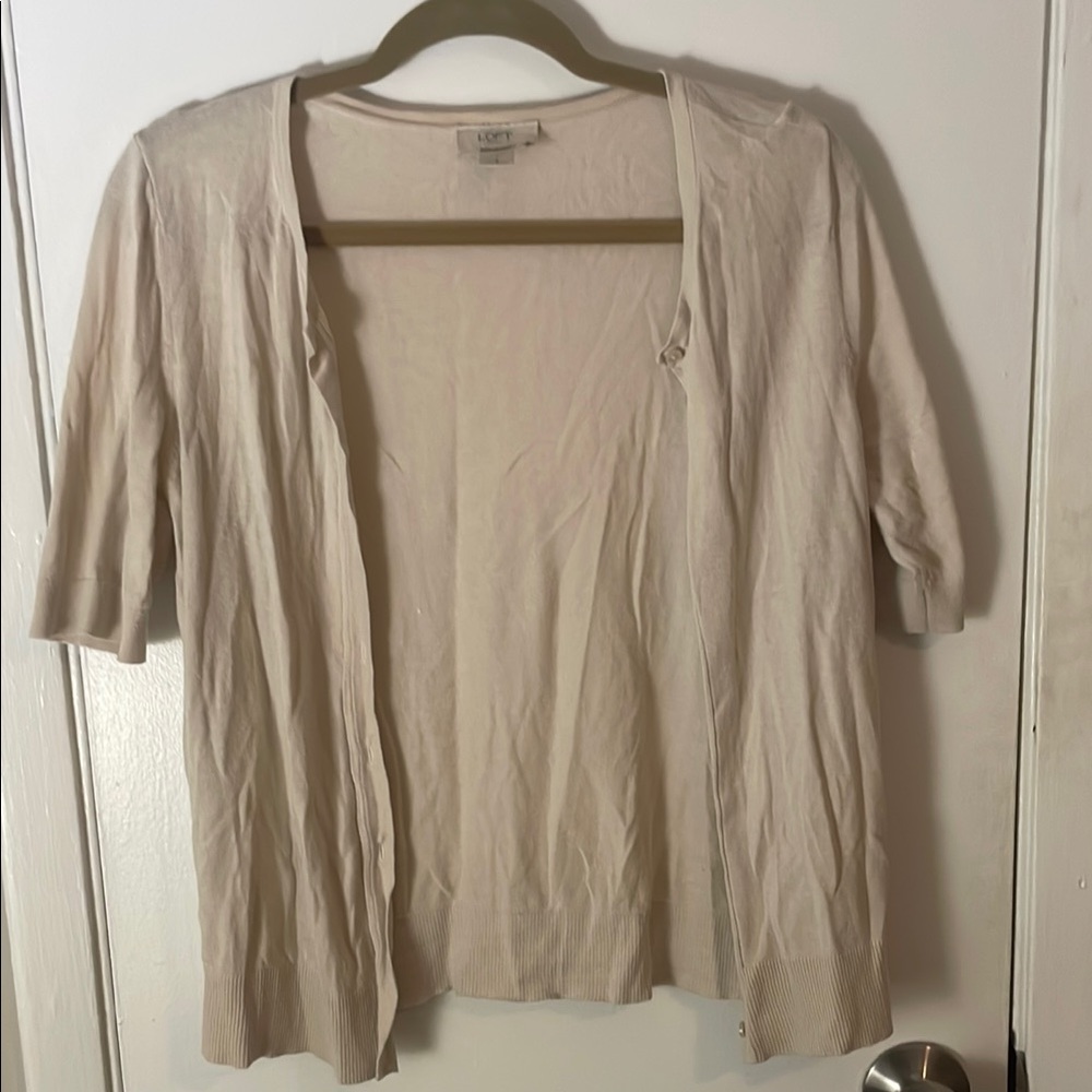 LOFT Soft Beige button down Cardigan